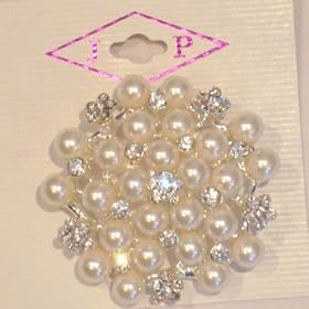 Imported Simulated Jewels Pearls Crystals Sterling Silver Plated Flower Brooch for Women and Teens