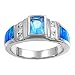 Sterling Silver Lab Created Opal Ring - 3mm Band Width - 8mm Face Height - Sizes: 7-9 - Aquamarine / Clear CZ
