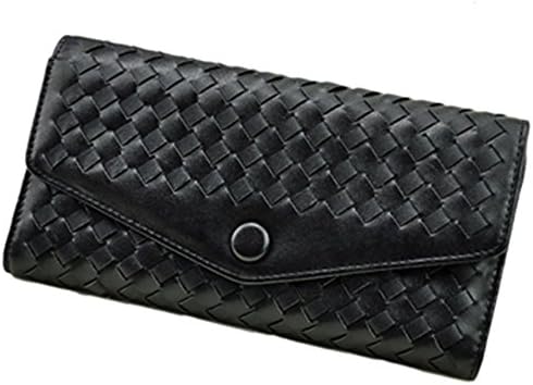 TUODAWEN Girl's Fashion Weave Pattern Wallet Clutch Credit Card Holder (Black)