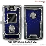 Razr V3 Carbon Fiber Blue and Chrome WraptorSkinz Skin for Motorola Razor by TuneTattooz