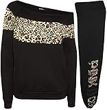 WearAll Women's Leopard Print Pink Jogging Suit - Black - US 8-10 (UK 12-14)