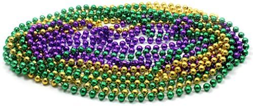 Bulk Mardi Gras Beads 33in 10mm 3 colors 20 dozen (240) necklaces