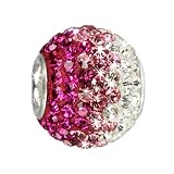 SilberDream Glitzer Bead Swarovski Kristalle pink ICE SilberDream Silber Beads f&uuml;r Bettelarmb&auml;nder GSB004