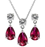 Gift Set: Alexia's Pear Drop CZ Ruby Jewelry Set