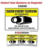 VIDEO SURVEILLANCE CCTV 6 Signs & 6 Free Decals closed circuit tv camera
