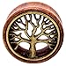 TOPBRIGHT® Pair Wood & Brass Tree of Life Flesh Tunnels Expander Ear Gauges Earring Plugs