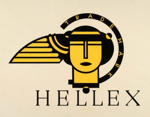 1931 Julius Klinger Art Deco Mini Poster Hellex Trademark 1923 Graphic Design - Original Mini Poster