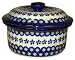 Teresa Beach Polish Pottery 5-Cup Covered Dish, Floral Peacock pattern