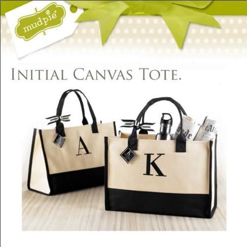Mud Pie Canvas Monogram Tote Bag Initial O