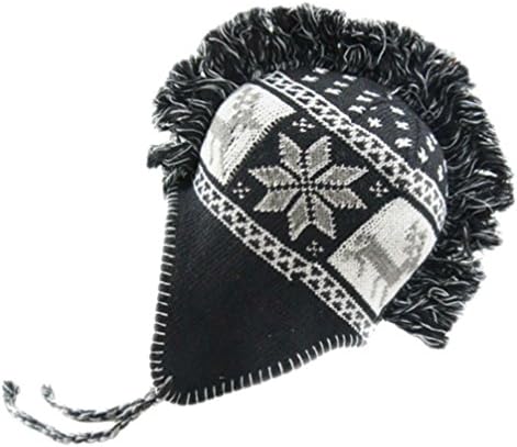 Love Forever Unisex Mohawk Beanie Crochet Knitted Lined Cap Hat (Black)