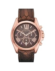 Womens Gold Tone Stainless Steel Quartz Chronograph Leather Strap