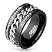 STR-0490 Stainless Steel Chain Center with Bible Words Engraved Black IP Ring