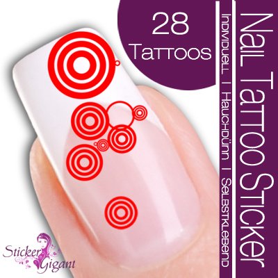 Nail Tattoo Sticker Kreis / Kreise - rot Preisvergleich