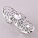 2pcs/lot Women Ring Hollow Flower Rhinestone Full Finger Armor Rings