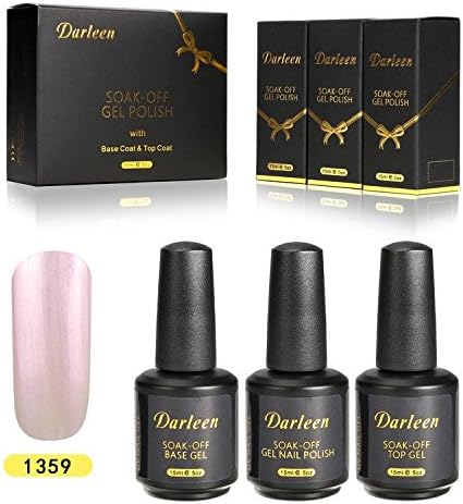 Darleen Gel Nail Polish with Base and Top Coat Kit 3 Pcs Gelpolish Soak Off UV LED Bling Gelish Series 1359 Taffeta