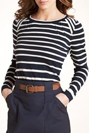 Autograph Cotton Rich Striped Knitted Jumper with Silk [T50-3417-S]