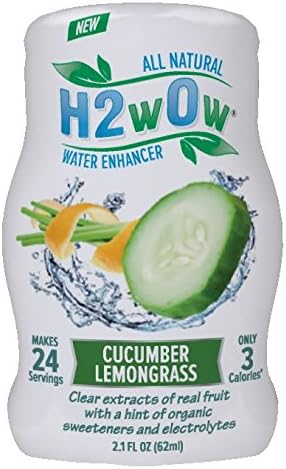 H2wOw ALL-NATURAL WATER ENHANCER, Made from Extracts and Essences of Real Fruit -- Cucumber Lemongrass (2 Pack)