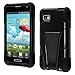 HRWireless T-Stand Kickstand Hybrid Double Layer Cover Case for LG LS720 - Retail Packaging - Black/Black