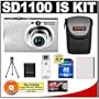 Canon PowerShot SD1100 IS Digital Camera (Silver) with 4GB SD Memory Card + Spare NB-4L Battery + Case + Cameta Bonus Accessory Kit