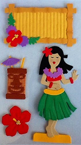 Paper Bliss ~ Decorative Layered Dimensional Embellishments ~ Hula Girl ~ 4 Stickers