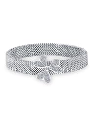 The Seventeen Magazine Jewelry Collection-Sterling Silver and White Topaz Clover Flower Bracelet