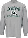 New York Jets -Grey- Stacked Helmet Long Sleeve T-Shirt