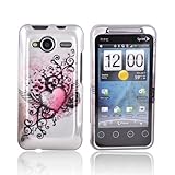 PINK WING HEART SILVER Hard Plastic Case Cover For HTC EVO Shift 4G