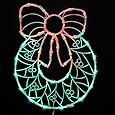 Vickerman Lighted LED Wreath with Bow Christmas Window Silhouette Decoration, 17"