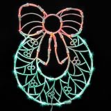 Vickerman Lighted LED Wreath with Bow Christmas Window Silhouette Decoration, 17"