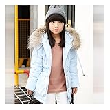 チュニック　子供服　冬　ダウンジャケット　保温性よく　厚くする　ファッション　軽快　着心地良い　ライトブルー　120cm