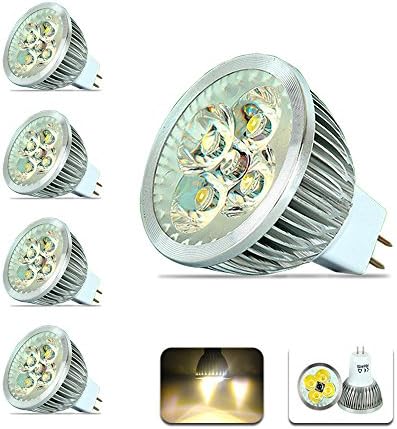 Wanunion 4X MR16 LED Bulbs 4W LED Warm White Lighting 2800-3200k 4 High Power LED Bright Light Bulbs 400LM 50W Halogen Bulbs Equivalent 120 Degrees Beam Angle AC/DC12V UL Listed - Undimmable