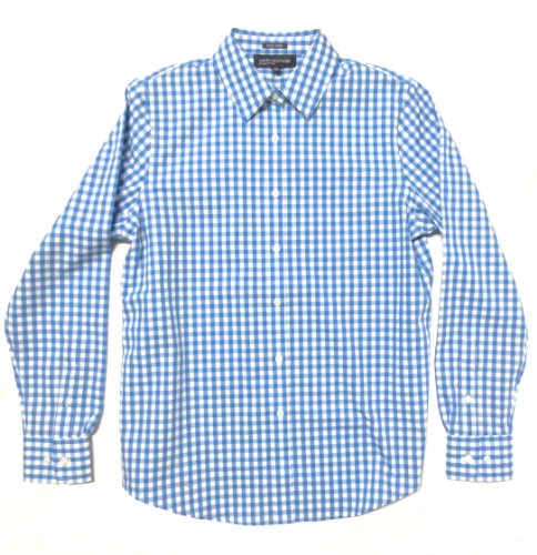 Jones New York Signature Women's Easy Care Dress Shirt, Checkered (Small, Blue / White)