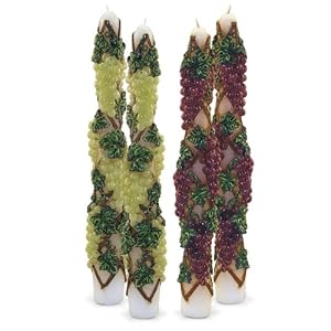 Sculpted and Hand-Painted Grapevine Design Candles - Set of 2 by 