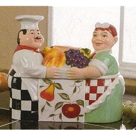 FAT BISTRO CHEF 3-D Large Ceramic BREAD BOX Italian *new!* by KMC