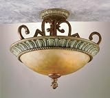 Semi Flush, Burnished Sage finish and Gold, Glow Gl
