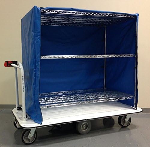 Electro Kinetic Technologies, Pony Express Motorized Stock Cart, 1500 lb. Capacity, 60" High Shelving Unit with Blue Vinyl Cover MCSC-306015-60