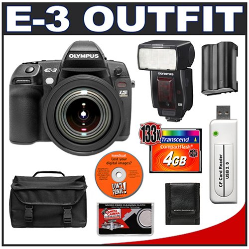 Olympus E-3 Digital SLR Camera with 12-60mm Zuiko Digital ED f/2.8-4.0 SWD Lens + Olympus FL-50R Electronic Flash + 4GB CF Memory Card + BLM-1 Battery + Case + Cameta Bonus Accessory Kit
