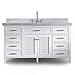 ARIEL Kensington D073D-VO-GRY Double Rectangular Sink Grey Bathroom Vanity Cabinet with Carrara White Marble Countertop | 4 Soft Closing Doors | 12 Dovetail Drawers | 73" x 22" x 35"