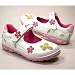 KIDS , Mädchen Ballerina, Klett am Spann, Blumenapplikation, Decksohle Leder, cremeweiss-rosa