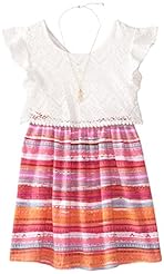 Girls Striped Print Flutter Polyester/Spandex  Dress