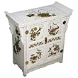 Handmade Asian Furniture - 31" White Pagoda Style Storage Cabinet / Buffet W Four Seasons Motif