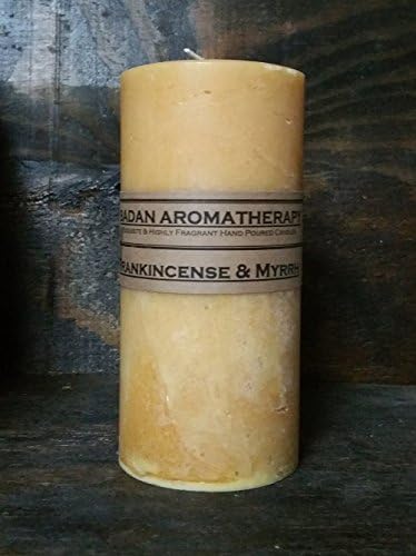 Frankincense and Myrrh Scented Beeswax Pillar Candle, Ivory 3"x6.5" Tall