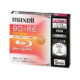 maxell データ用 BD-RE 25GB 2倍速対応 インクジェットプリンタ対応ホワイト(ワイド印刷)5枚 5mmケース入BE25PWPA.5Sの画像
