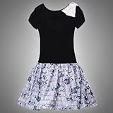 Size-6 RRE-42590F BLACK IVORY ROSE FLORAL PRINT TIERED RUFFLE DROP WAIST Special Occasion Flower Girl Party Dress,F742590 Rare Editions GIRLS