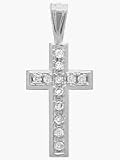 14 Karat White Gold 12 Diamond Small Religious Cross