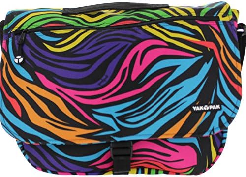 Yak Pak Basic Laptop Messenger Bag, Multi-Color Rainbow Zebra