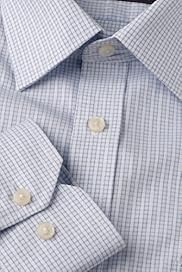 2 Longer Pure Cotton Quick Iron Grid Check Shirt