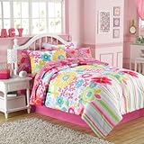 UPC 021000040247 product image for 8pc Girl Pink Green Blue Floral Flower Full Comforter Set (8pc Bed in a Bag) | upcitemdb.com