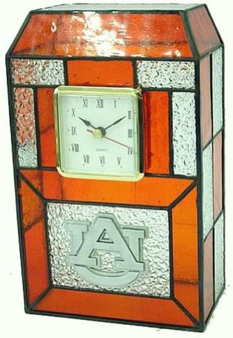Auburn Tigers Stained Glass Desk Clock
