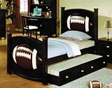 Twin Size Bed with Trundle Football Design in Espresso Finish